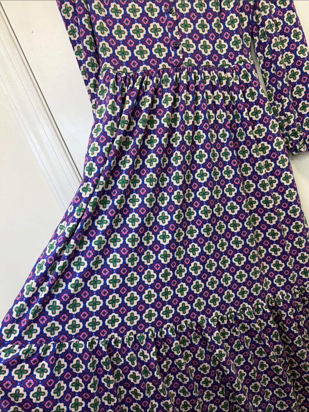 BODEN BLUE WILLOW TIERED JERSEY DRESS! - Picture 6 of 13